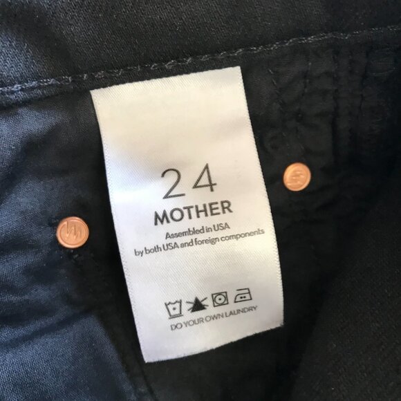 Mother the Tomcat Ankle Jeans Womens 24 Black High Rise Button Fly Straight Leg - Picture 9 of 14